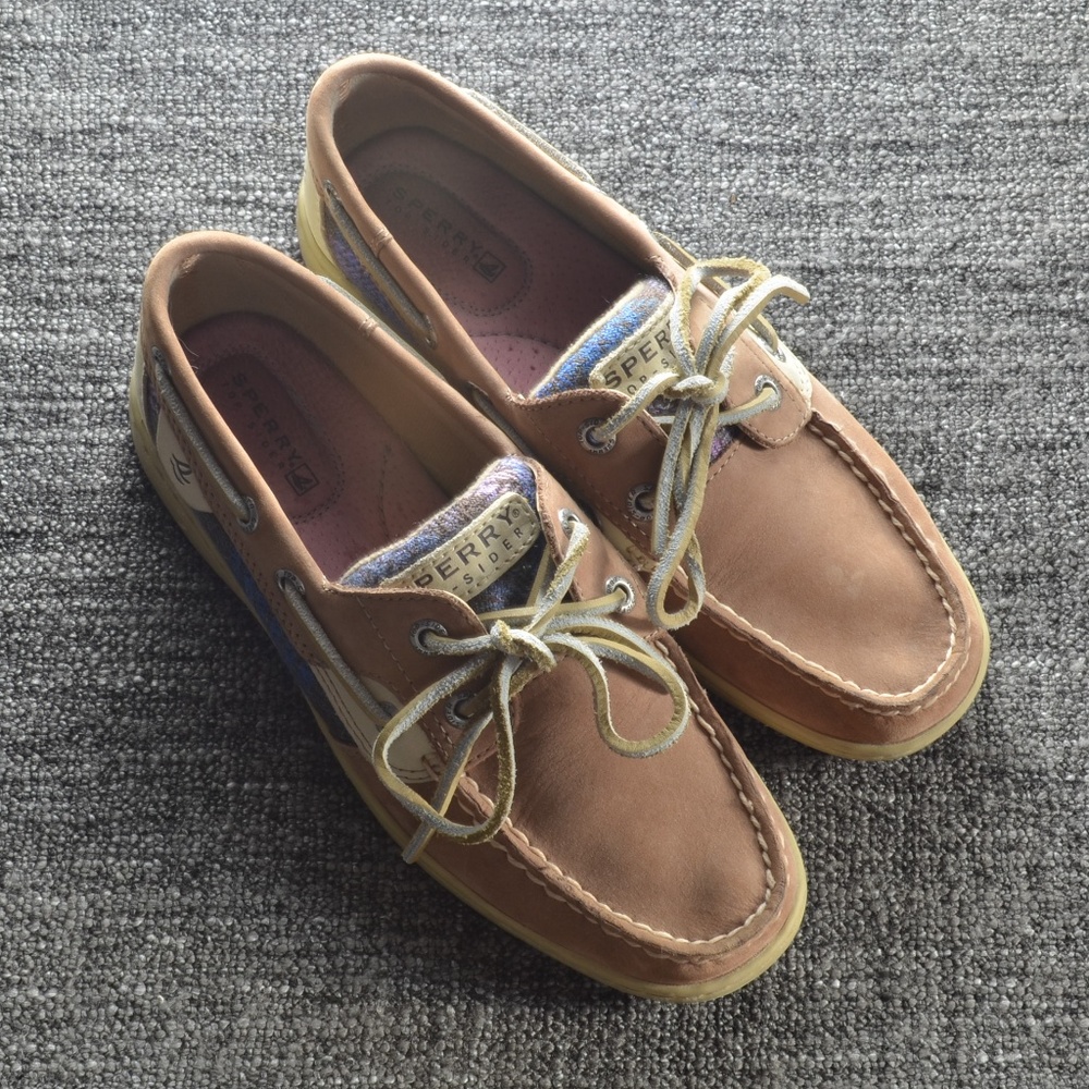 Purple and Blue Plaid Sperry Topsider Shoes - Picture 5 of 6